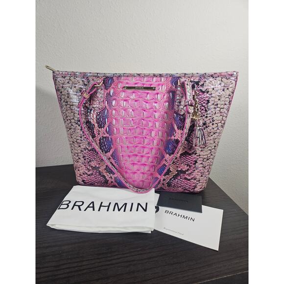 BRAHMIN Medium Asher Tote ~ Pink Cobra Ombre Melbourne NEW - Picture 1 of 7